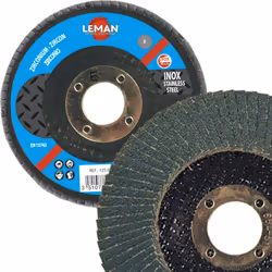 DISQUE A LAMELLES BOMBE 115 GRAIN 120 ZIRCONIUM Abrasif zirconium, résine. Support : fibre de verre.