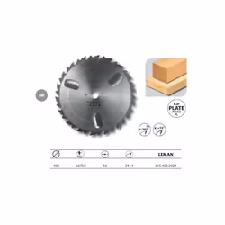 Leman - Lame carbure avec racleurs et anti-recul 400x30 z24+4 - 215.400.3024 Lame de délignage anti-recul, avec racleurs pour ...