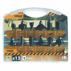 Description générale Coffret de 12 mèches de défonceuse au carbure, conçu pour le travail du bois. Chaque mèche a un diamètre ...