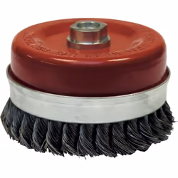 BROSSE CONIQUE D.65 M14 FIL 0.50 ACIER TORSADE DÉCAPAGE EXTRA DUR Ébavurage, enlèvement de laque, de rouille et des cordons d ...