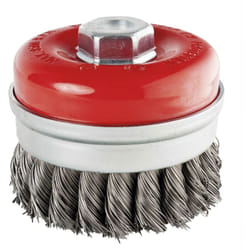 Brosse conique pour meuleuse fil acier torsadé 0.50 mm D. 80 mm M14 pour métal - Décapage extra dur - LEMAN - 530.080