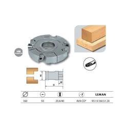 Leman - Porte-outils feuillure extensible diam. 160 Al.50 Ht. 20,4/40 z4+V4 coupe droite - 951.9.160.51.24