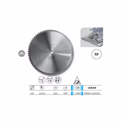Leman - Lame carbure micro-grain 355x25.4x72z TP pour métaux - GOLD11.3552572 Lame pour la découpe de cornières, tubes métall ...