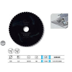 Lame circ. céra-métal D. 355 x Al. 30 mm x 66 dents pour métaux - LEMAN - 123.355.3066