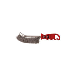 Brosse manuelle demi-lune manche plastique fil acier ondulé 0.30mm bois, pierre et métal - Décapage dur - LEMAN - 740.226