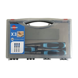 Leman - Coffret de 3 ciseaux à bois manche bi matière + 1 pierre - 780.500.03