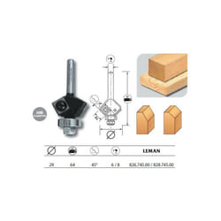 Mèche d'affleureuse 2 plaquettes Diam. 29 pente 45° q.6 + guide - 826.745.00 - Leman
