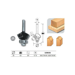 Mèche d'affleureuse 2 plaquettes Diam. 26 pente 30° q.8 + guide - 828.730.00 - Leman