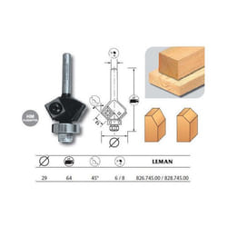 Mèche daffleureuse 2 plaquettes Diam. 29 pente 45° q.8 + guide 828.745.00 Leman
