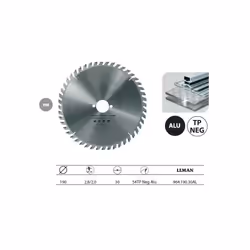 Leman - Lame carbure pour machines portatives Ø190x30x54z TP Neg Alu - 964.190.30AL Denture TP négative pour l’aluminium.