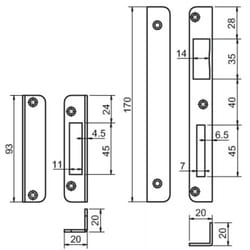 Metalux - Jeu de gâches équerres pour serrure à larder 3 points Trilogia® ii - métalux