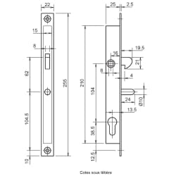 Metalux Serrure 1 point coffre 28/25