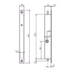 Serrure 2 points à levier N32/ 30 mm METALUX - Axe 15 - Sans gâche - F132300000