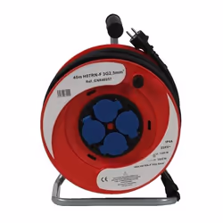 Équipé de 4 prises 2P+T - 16 A - 250 V à volet d'obturation. Disjoncteur thermique. Guide câble. Câble H07RNF 3G2,5 mm². Prot ...