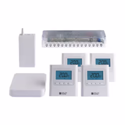 Régulation de 4 zones en mode chauffage ou rafraîchissement, extensible jusqu'à 8 zones pour les vannes ou registres 2 fils M ...