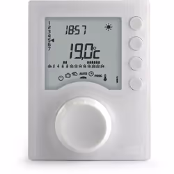 Description générale Thermostat programmable filaire Tybox 117 de la marque Delta Dore, conçu pour la régulation de chaudière ...