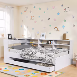 Description générale Le lit étagère ROLLER 90x190 cm est une solution pratique et esthétique pour optimiser l'espace dans la ...
