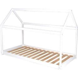 WEBER PANDA Lit enfant cabane Montessori - Bois pin massif blanc - Sommier inclus - 90 x 190 cm