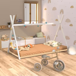 Description générale Ce lit cabane SIOUX en forme de tipi indien est conçu pour offrir à votre enfant un espace de sommeil lu ...
