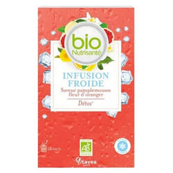 Vitavea Infusion Froide Détox Saveur Pamplemousse Fleur d'Oranger Bio 20 Sachets