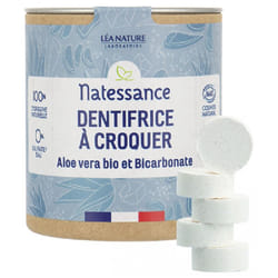 Natessance Dentifrice à Croquer Aloe Vera Bio et Bicarbonate 80 Comprimés