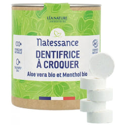 Natessance Dentifrice à Croquer Aloe Vera Bio et Menthol Bio 80 Comprimés