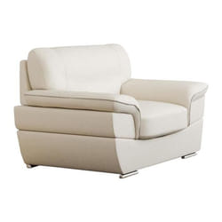 Fauteuil en cuir THIBAULT - Ivoire - Contemporain - Design - 1 place - VENTE-UNIQUE - Blanc
