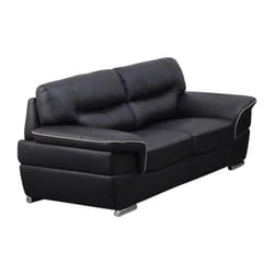 Canapé 2 places en cuir - VENTE-UNIQUE - THIBAULT - Noir - Design contemporain