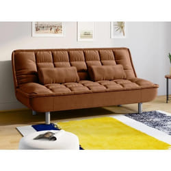 Canapé clic-clac en tissu - VENTE-UNIQUE - MISHAN - 3 places - Caramel - Contemporain