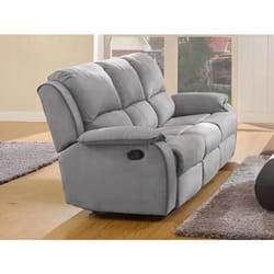 Canapé 3 places relax en microfibre HERNANI - Gris - VENTE-UNIQUE - Relaxation - Classique
