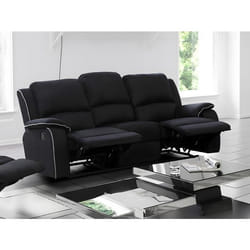 Canapé 3 places relax en microfibre HERNANI - Noir - Classique - Tissu - Relaxation - Moelleux