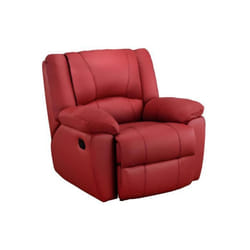Fauteuil relax en cuir AROMA - VENTE-UNIQUE - Rouge - 3 places - Accoudoirs centraux - Porte-gobelets