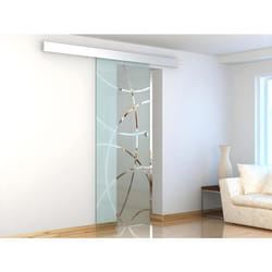 Porte coulissante en applique HEIDI - H205 x L83 cm - Verre trempé