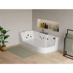 Baignoire balnéo vitrée ARIA blanche - 1 place - 263L - 170*80*57cm - angle gauche