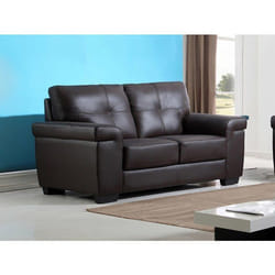 Canapé 2 places en cuir HAZEL - Chocolat - Marron - Fixe - 93 cm - 161 cm - Contemporain - Design