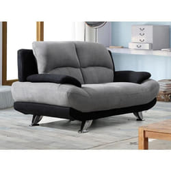 Canapé 2 places en microfibre MUSKO - Bicolore gris et noir - Contemporain - Design - Moelleux