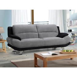 Canapé 3 places en microfibre MUSKO - Bicolore gris et noir - Contemporain - Design - Fixe
