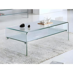 Table basse - STILEOS - Double plateau - Verre trempé