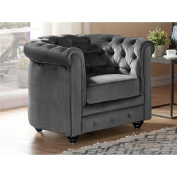 VENTE-UNIQUE Chesterfield Fauteuil - Velours Anthracite