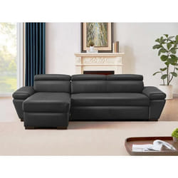 Canapé dangle convertible en cuir JONOVA - Anthracite - Angle gauche