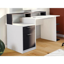 Bureau avec rangements ZACHARIE - Blanc et gris - Meuble de bureau - Droit - Contemporain - Design