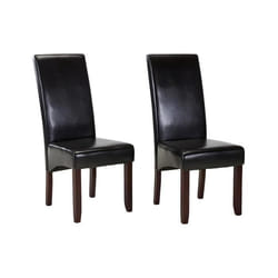 LOT DE 2 CHAISES ROVIGO - SIMILI CHOCOLAT BRILLANT - PIEDS BOIS FONCÉ