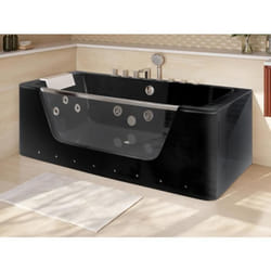 Baignoire balnéo vitrée à leds DYONA - 1 place - 260L - 85*170*58cm - Noire