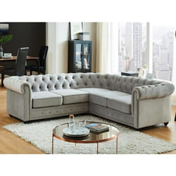 Canapé dangle en velours - CHESTERFIELD - Gris - Réversible - 4 places