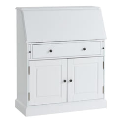 Vente-unique - Secrétaire en pin et mdf - Coloris : Blanc - cleore