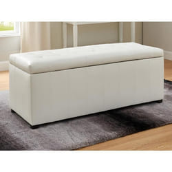 Banc coffre de rangement CONCIERTO en simili - Blanc