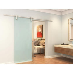Porte coulissante avec système en applique CLEAVER - H205 x L73 cm - Verre trempé dépoli