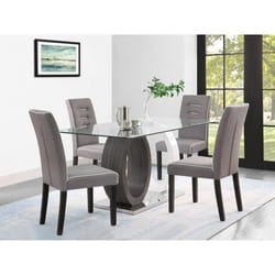 Lot de 2 chaises - VENTE-UNIQUE - GABELLE - Tissu & pieds hévéa - Gris