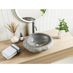Vente-unique Vasque en Pierre de Rivière Stone - Gris