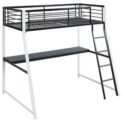 Lit mezzanine malicia - 90 x 190 cm - bureau intégré - Noir et blanc